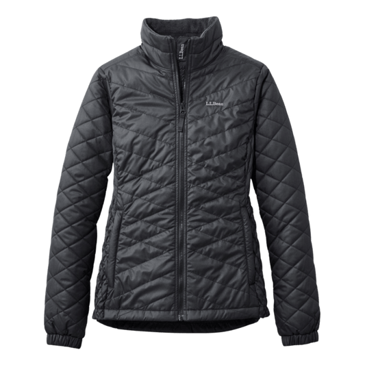 L.L.BEAN WOMEN'S FLEECE-LINE PRIMALOFT JACKET PLUS SIZE - BLACK - FRONT VIEW