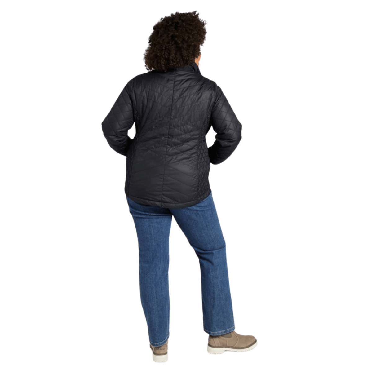 L.L.BEAN WOMEN'S FLEECE-LINE PRIMALOFT JACKET PLUS SIZE - BLACK - BACK FULL VIEW WW
