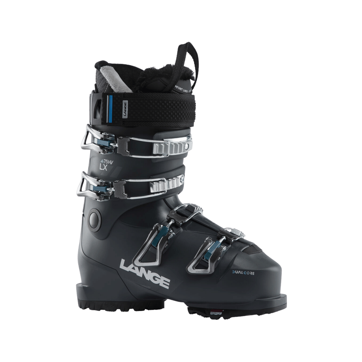 LANGE WOMENS ALL MOUNTAIN SKI BOOTS LX 75 HV - PEWTER GREY FRONT