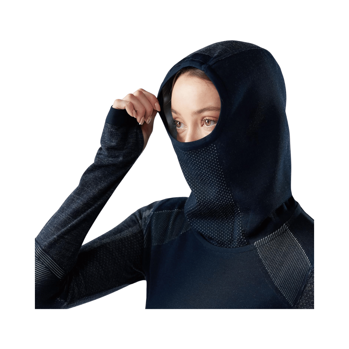 SMARTWOOL WOMEN'S INTRAKNIT BASE LAYER HOODIE - DP NVY/ARC GRN