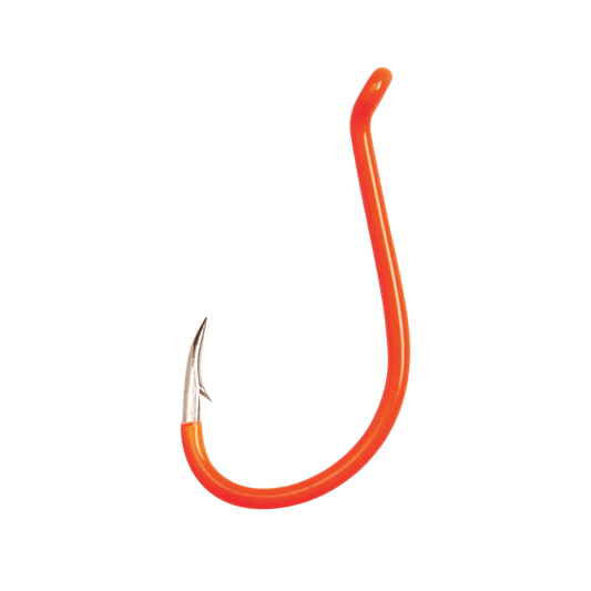 EAGLE CLAW LAZER OCTOPUS HOOK 25PK FLUORESCENT ORANGE SIZE 6