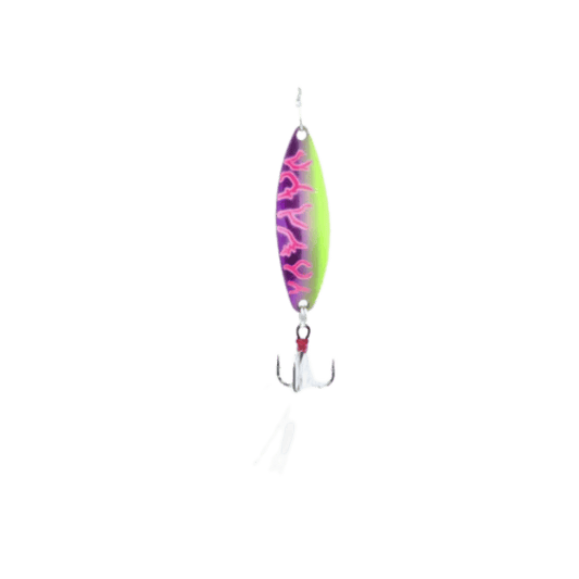 CLAM LEECH FLUTTER SPOON SZ08 - 1/4OZ - GLOW PINK LIGHTNING