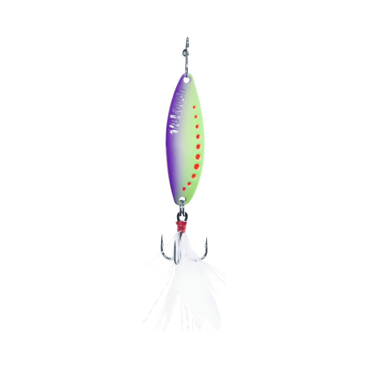 CLAM LEECH FLUTTER SPOON SZ10 - 1/8OZ - GLOW CHART/PURPLE