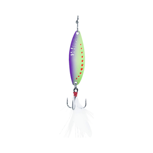 CLAM LEECH FLUTTER SPOON SZ10 - 1/8OZ - GLOW CHART/PURPLE