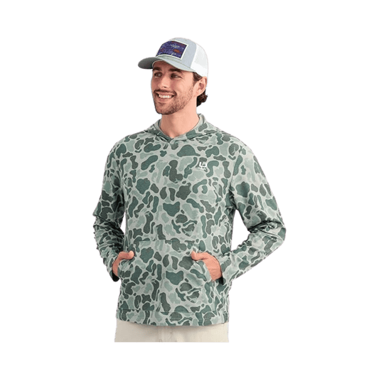 HUK MEN'S LEEWARD LW FLC PRT HOODIE - VOLCANIC ASH