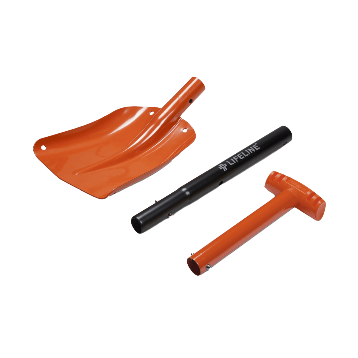 LIFELINE ALUMINUM SPORT UTILITY SHOVEL- ORANGE DISASSEMBLED