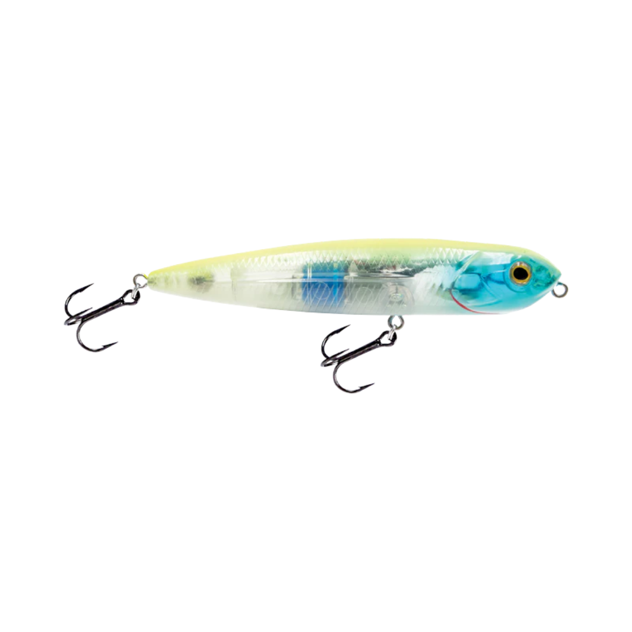 LIVINGSTON LURES WALKING BOSS JR CHARTREUSE BLUE SHINER