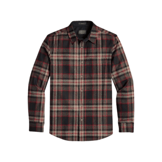 PENDLETON MEN'S LODGE SHIRT REG - BROWN MIX BLACK PLAID
