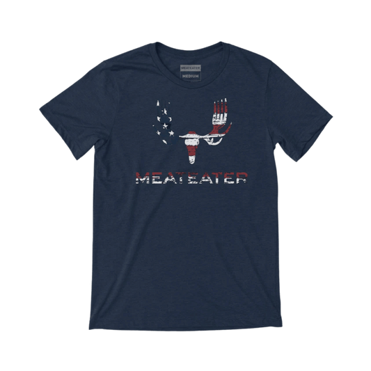 MEATEATER BRAND FLAG FILL LOGO T-SHIRT - MIDNIGHT NAVY