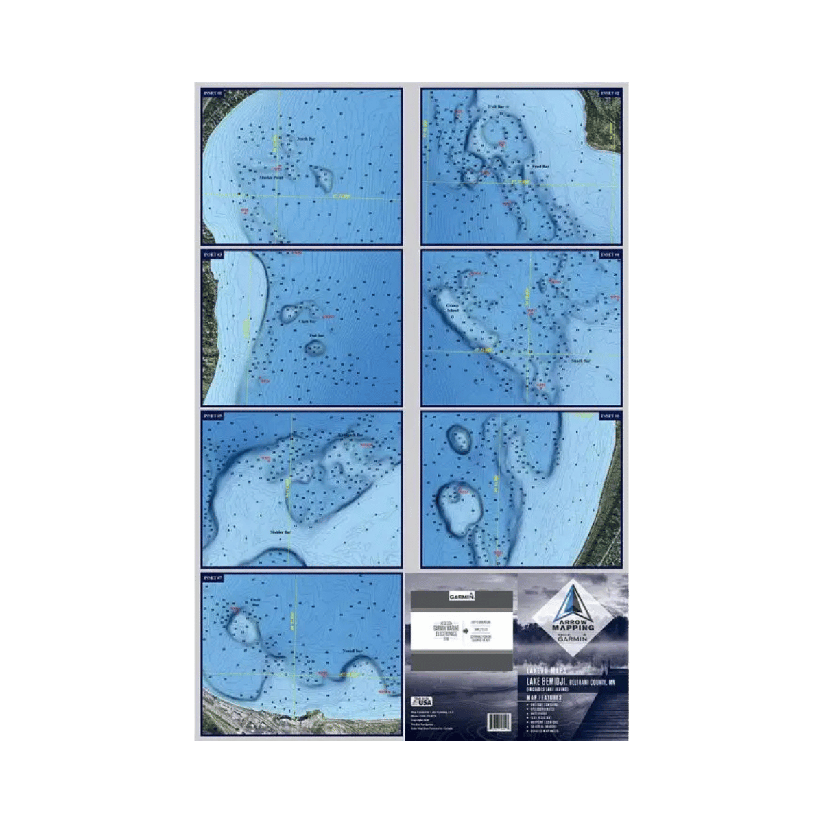 LAKE MAPS ARROW MAPPING LAKE BEMIDJI - FEATURING VIEW