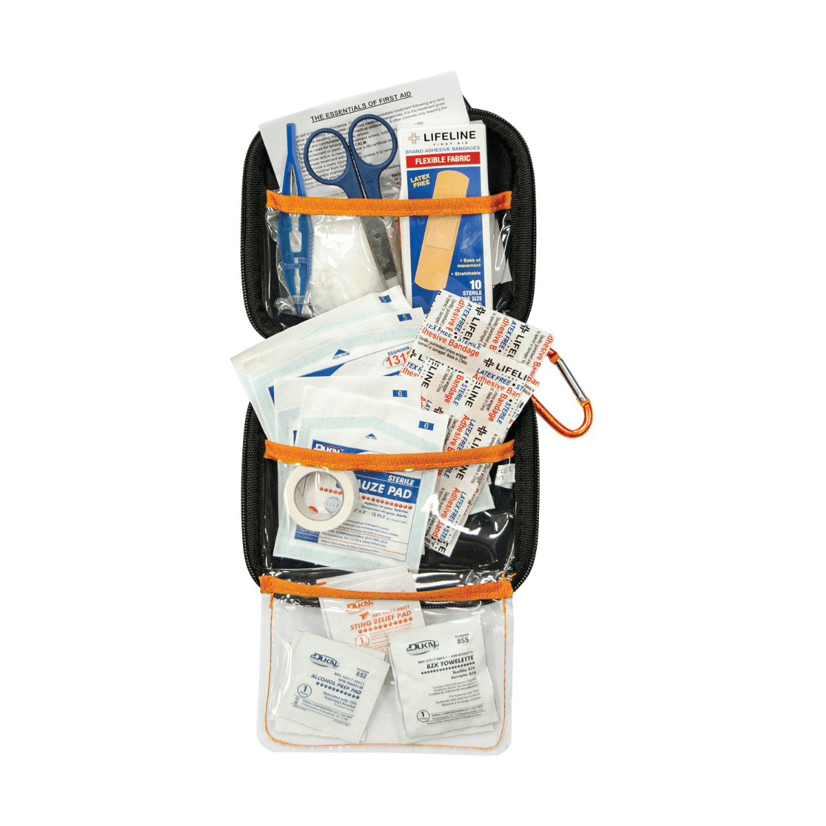 LIFELINE HARD-SHELL FOAM FIRST AID KIT - REALTREE CAMO_1 - INSIDE VIEW (WITH SAMPLE)