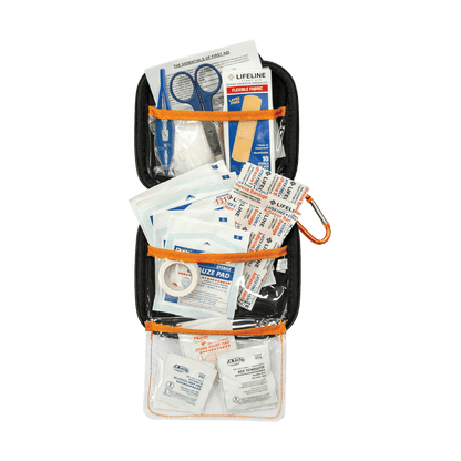 LIFELINE HARD-SHELL FOAM FIRST AID KIT - REALTREE CAMO_1 - INSIDE VIEW (WITH SAMPLE)