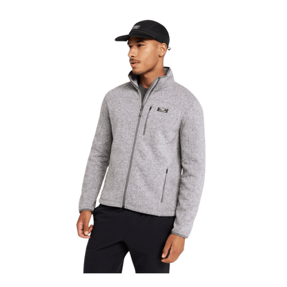 L.L.BEAN MEN'S SWEATER FLEECE FULL-ZIP JACKET REGULAR - GREY HEATHER - FRONT VIEW