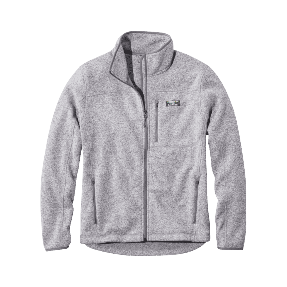 L.L.BEAN MEN'S SWEATER FLEECE FULL-ZIP JACKET REGULAR - GREY HEATHER