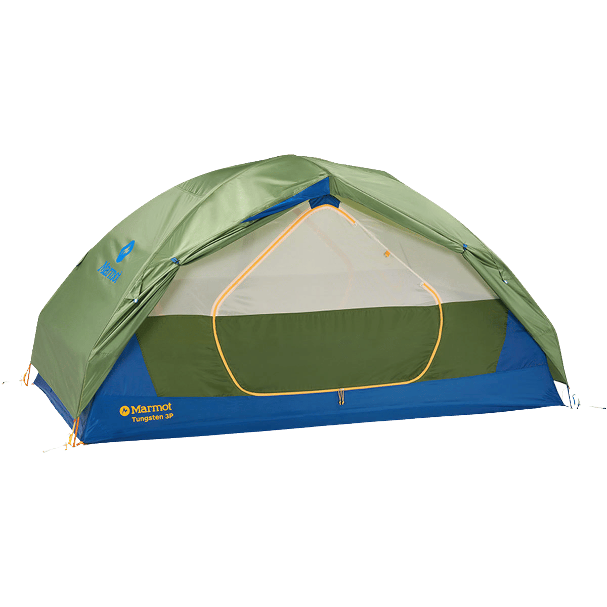 MARMOT TUNGSTEN 3P BACKPACKING TENT - FOLIAGE/DK AZURE SIDE VIEW