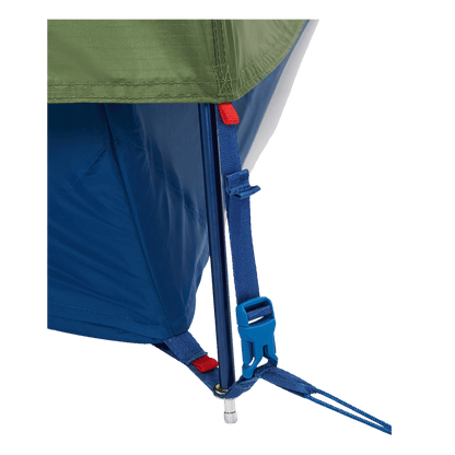 MARMOT TUNGSTEN 3P BACKPACKING TENT - FOLIAGE/DK AZURE STAND ANGLE