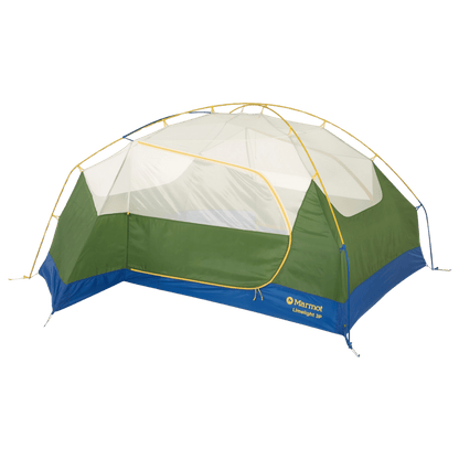MARMOT LIMELIGHT 3P BACKPACKING TENT - FOLIAGE/DK AZURE FRONT VIEW W/O RAINFLY
