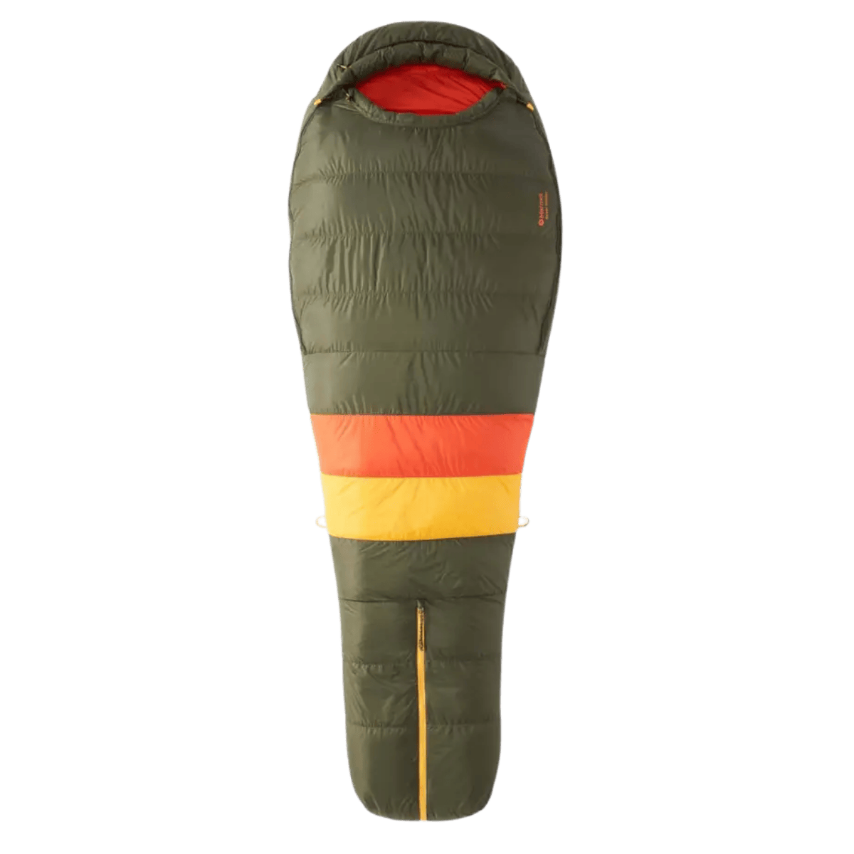 MARMOT NEVER WINTER LIGHTWEIGHT SLEEPING BAG LONG - NORI RED SUN - FRONT VIEW