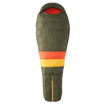 MARMOT NEVER WINTER LIGHTWEIGHT SLEEPING BAG LONG - NORI RED SUN - FRONT VIEW