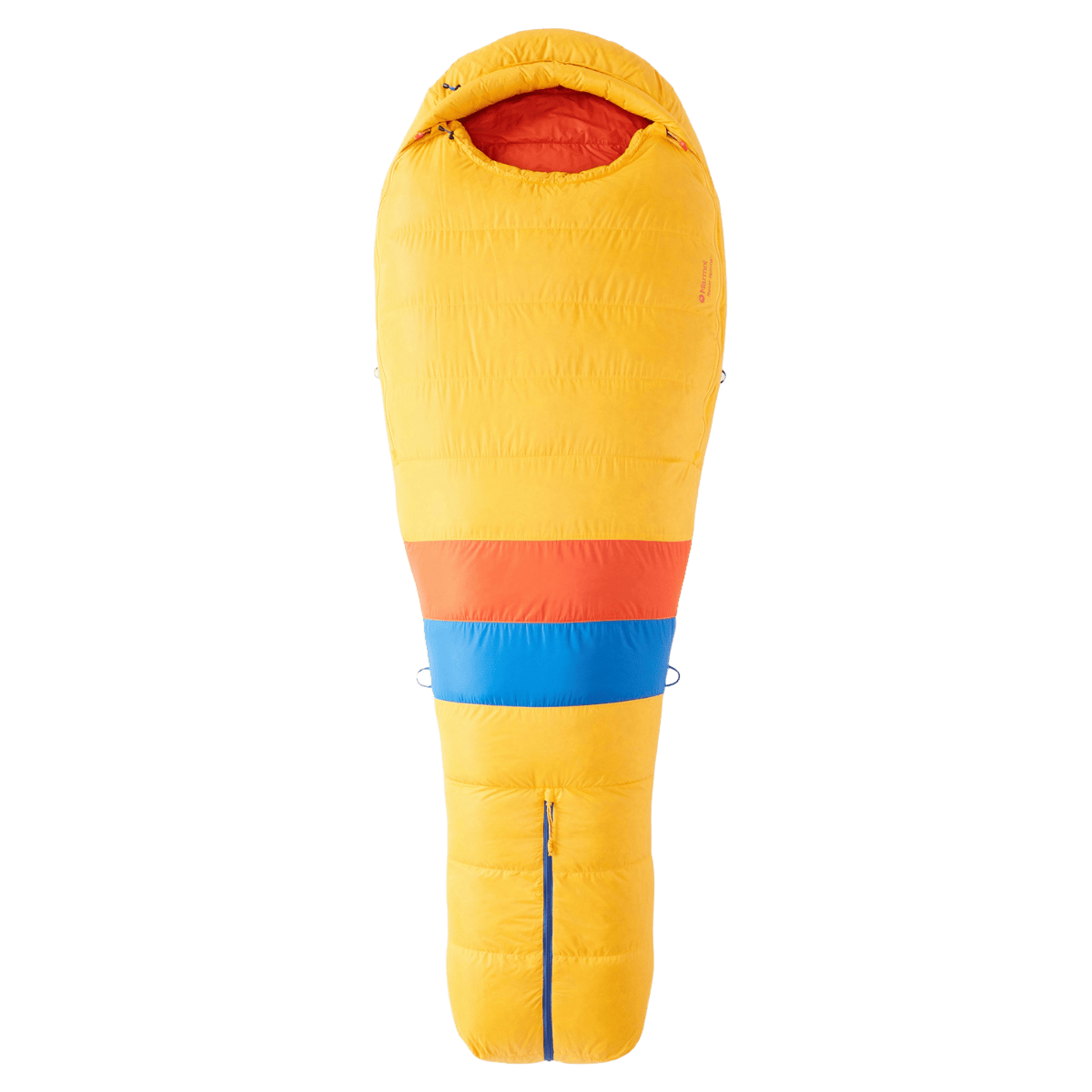 MARMOT NEVER WINTER LIGHTWEIGHT SLEEPING BAG REGULAR - SOLAR RED SUN - FRONT VIEW