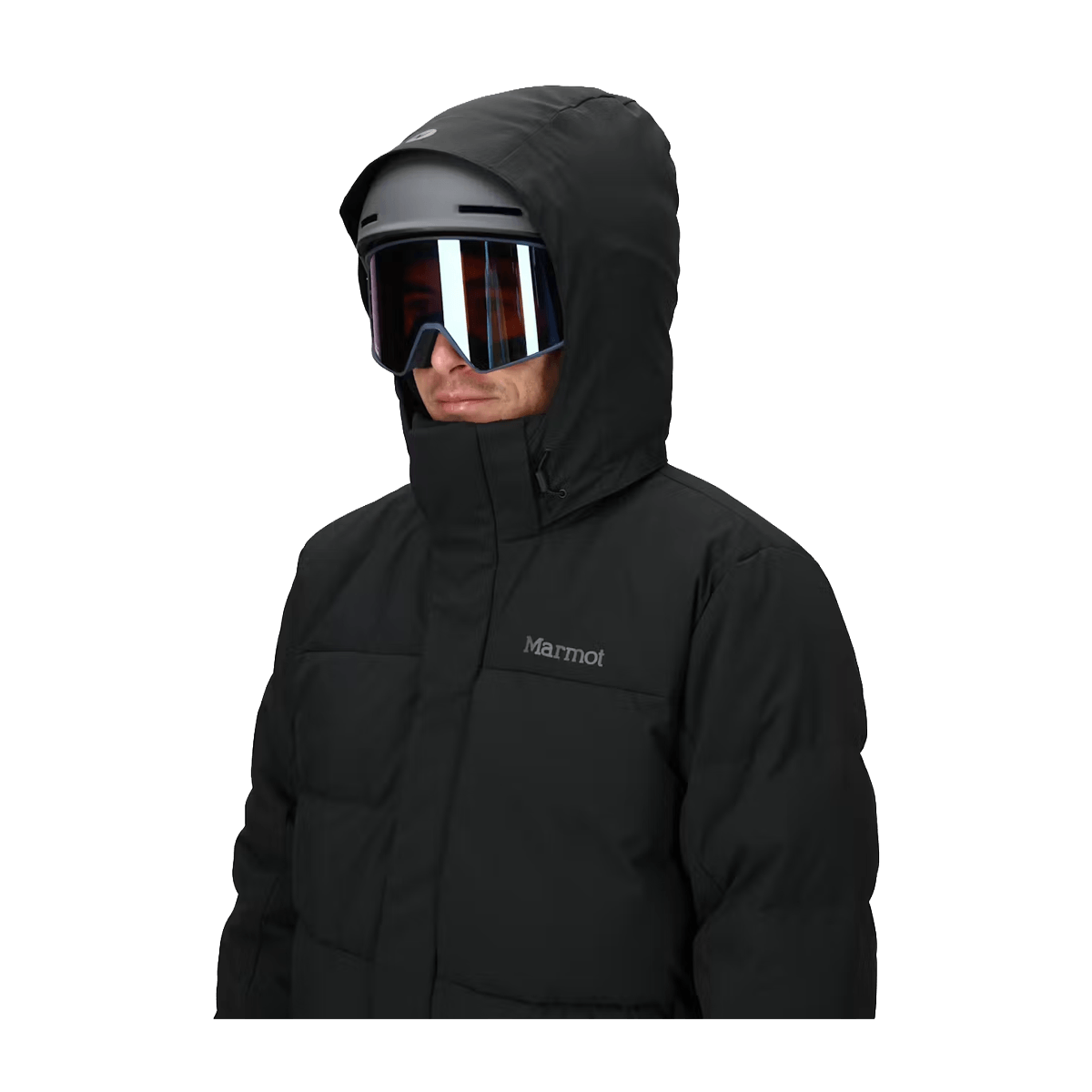 MARMOT SHADOW JACKET - BLACK - HOOD DOWN VIEW