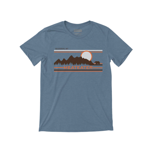 MEATEATER BRAND RETRO BEAR T-SHIRT LUGHT BLUE HEATHER