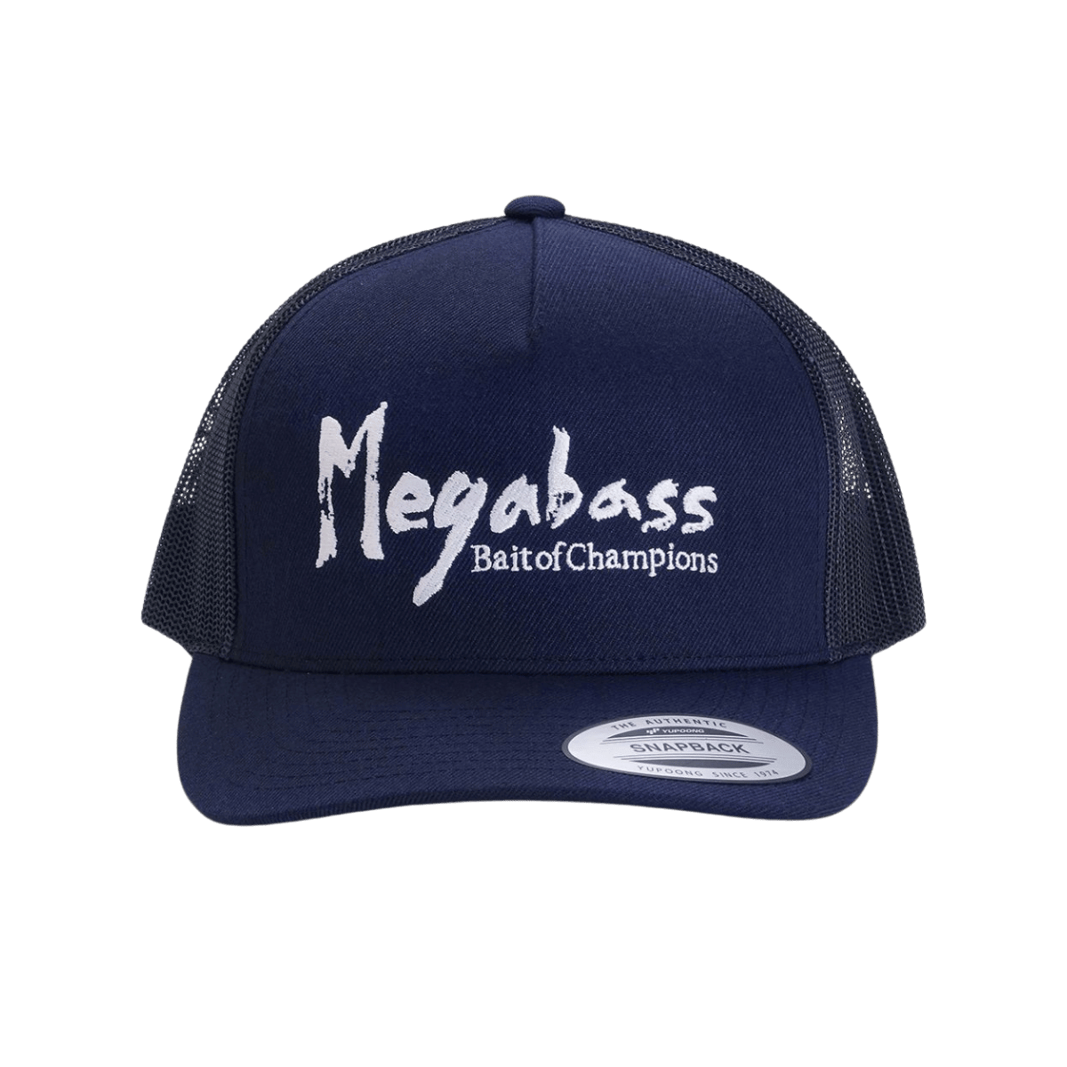 MEGABASS BRUSH 5-PANEL TRUCKER HAT - NAVY/WHITE_FRONT NAVY