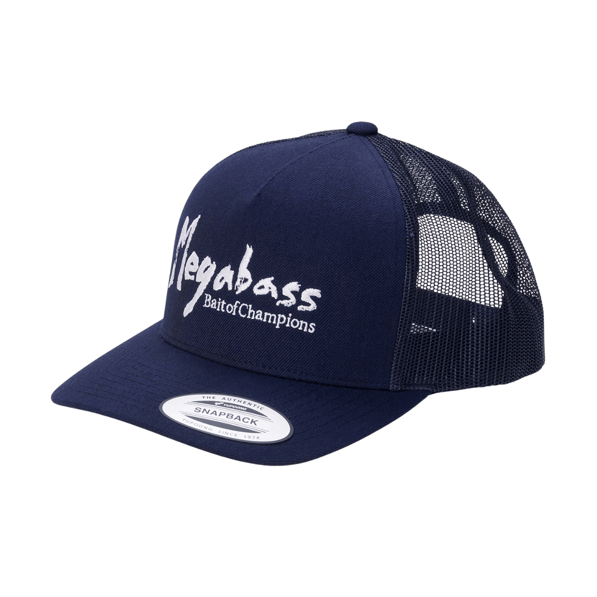 MEGABASS BRUSH 5-PANEL TRUCKER HAT - NAVY/WHITE_SIDE ANGLE