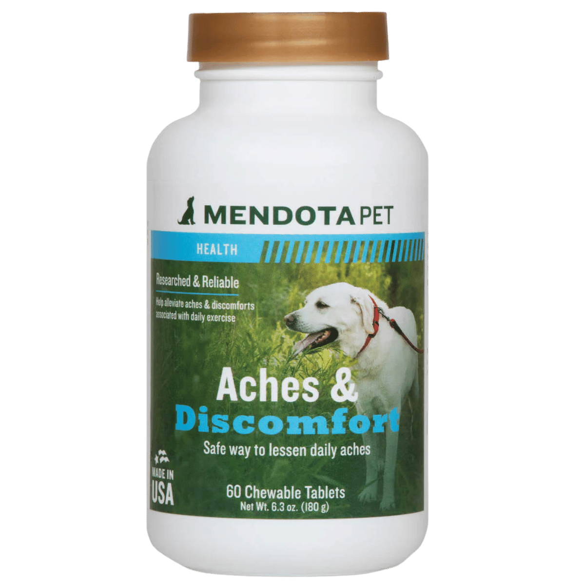 MENDOTA PET RETRIEVE ACHES & DISCOMFORT - 60 TABLETS_FRONT VIEW