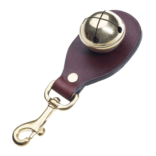 MENDOTA PET LEATHER SNAP BELL - CHESTNUT_SLANT ANGLE