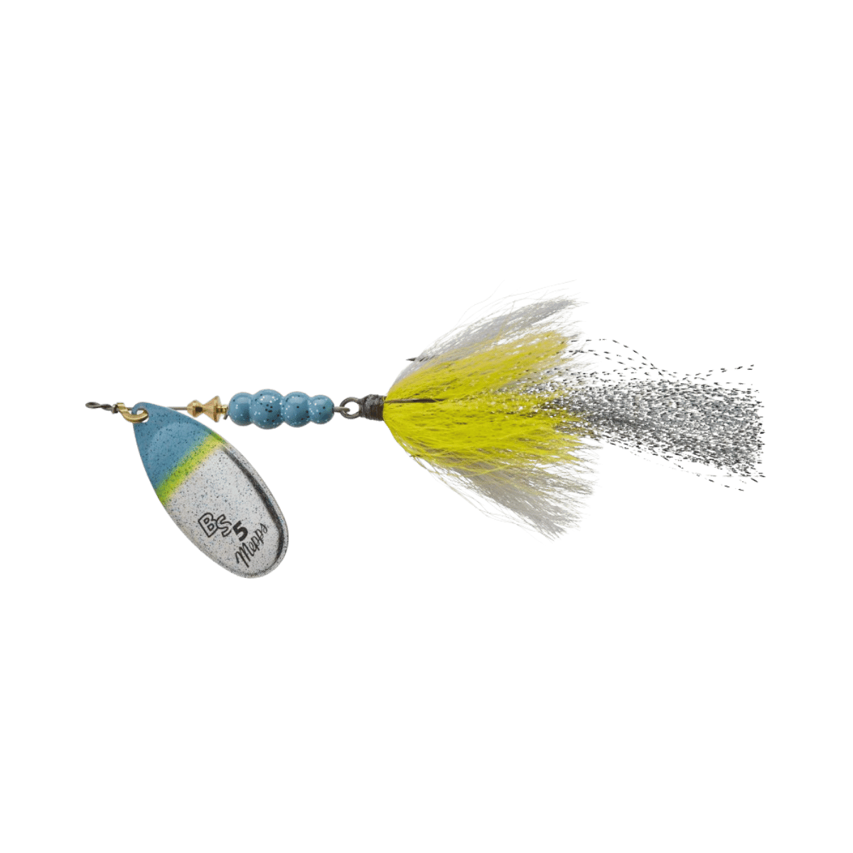 bronze fishing lure Mepps BS4T S-SXS Slammer (Dressed Treble) 1/3 oz Silver/Sexy primary Aaron Barrett | Reel Length - Power - Handle:32