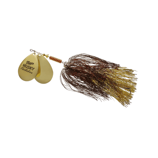 MEPPS DOUBLE BLADE MUSKY FLASHABOU GOLD BROWN GOLD