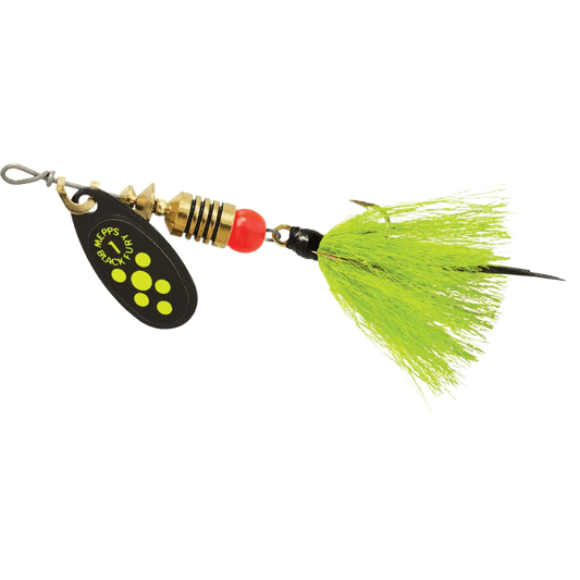 MEPPS BLACK FURY DRESSED 1/8oz CHARTREUSE DOT TAIL