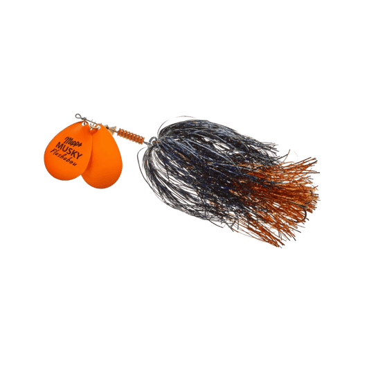 MEPPS DOUBLE BLADE MUSKY FLASHABOU 1-1/2OZ-HOT ORANGE/BLACK/ORANGE