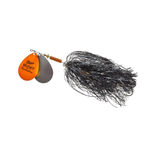MEPPS DOUBLE BLADE MUSKY FLASHABOU 1 1/2OZ HOT ORANGE/BLACK