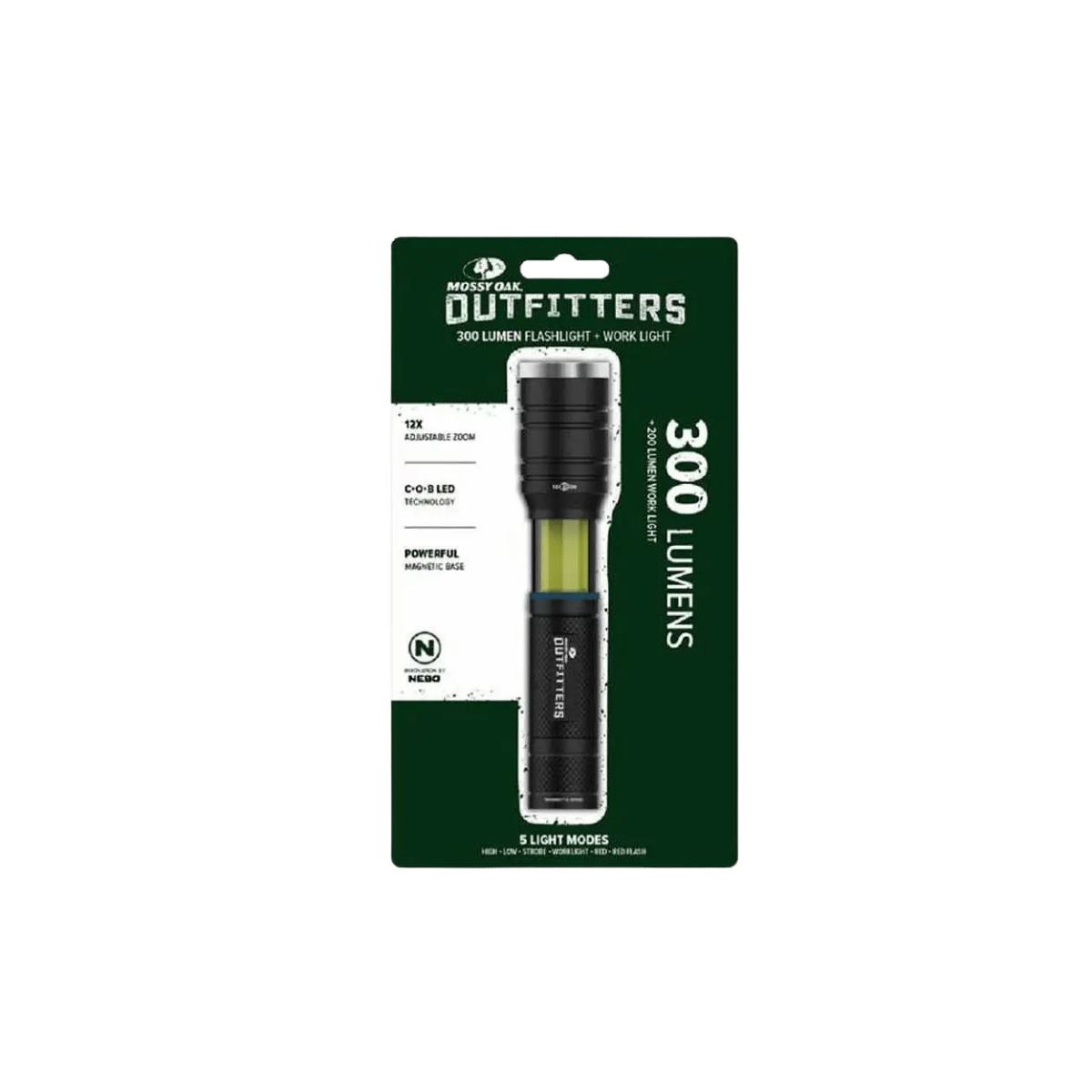 MOSSY OAK OUTFITTERS 2IN1 FLASHLIGHT 300 LUMEN BLACK