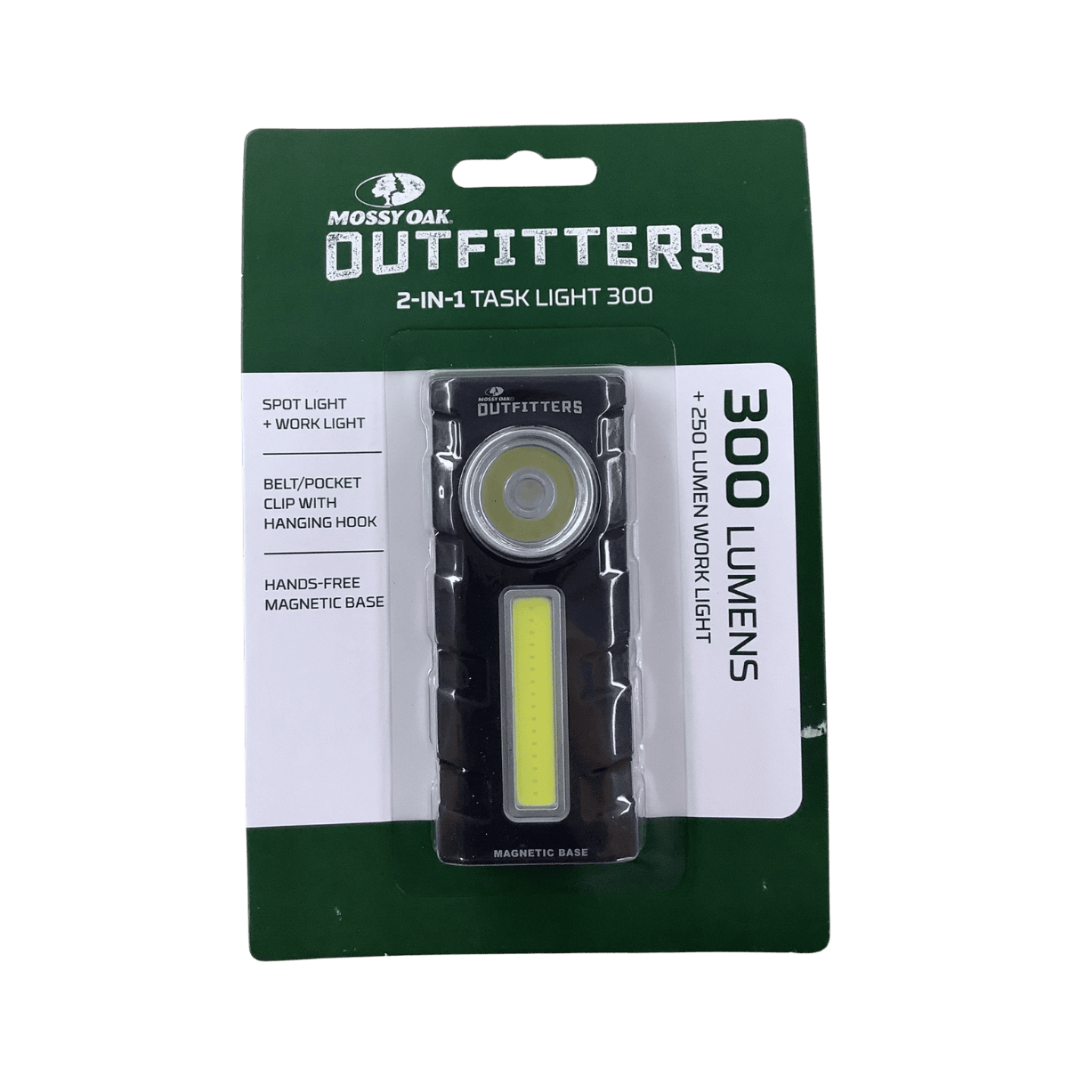 MOSSY OAK OUTFITTERS 2IN1 TASK LIGHT 300 LUMEN - FRONT VIEW
