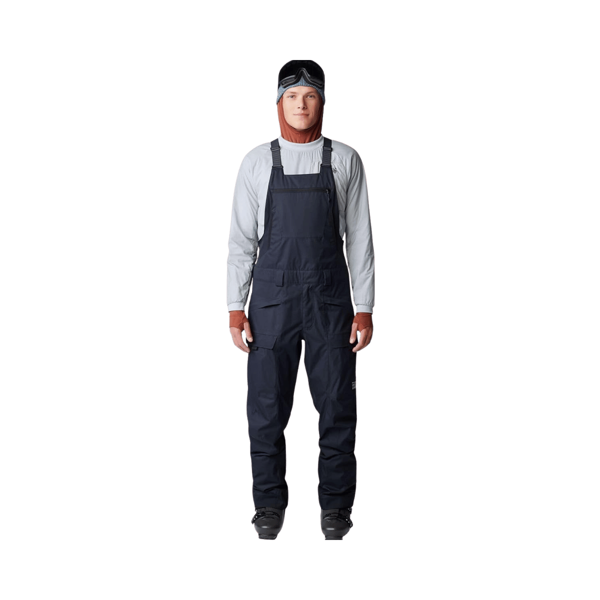 MOUNTAIN HARDWEAR MEN'S FIREFALL BIB - BLACK, FRONT ANGLE, LG-L, LG-R, LG-S, MD-R, MD-S, SM-R, SM-S, XL-L, XL-R, XL-S, XXL-R