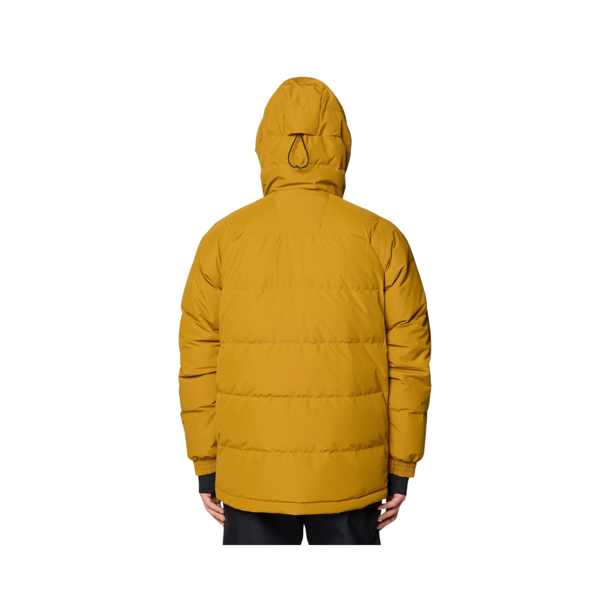 MOUNTAIN HARDWEAR MEN'S FIRST TRACKS DOWN JACKET - OLIVE GOLD/BLACK, BACK ANGLE, MD, LG, XL