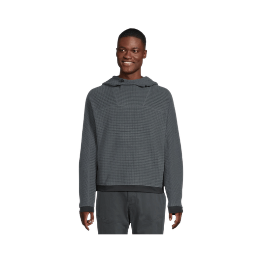 MOUNTAIN HARDWEAR MEN'S SUMMIT GRID BIG GRID HOODY - MOON BLUE, FRONT ANGLE, SM, MD, LG, XL