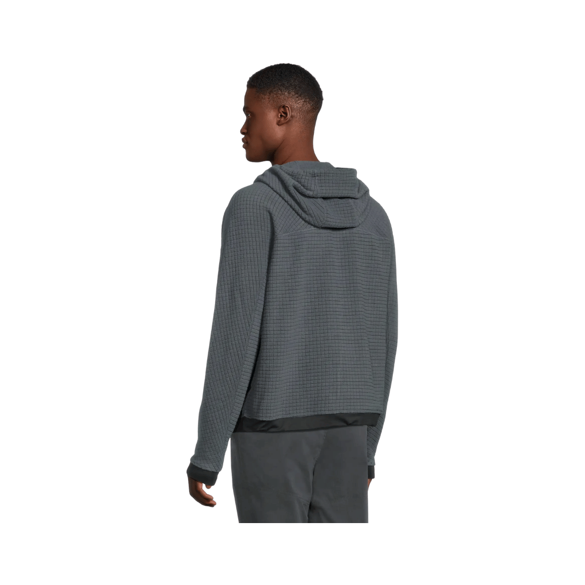 MOUNTAIN HARDWEAR MEN'S SUMMIT GRID BIG GRID HOODY - MOON BLUE, BACK ANGLE, SM, MD, LG, XL