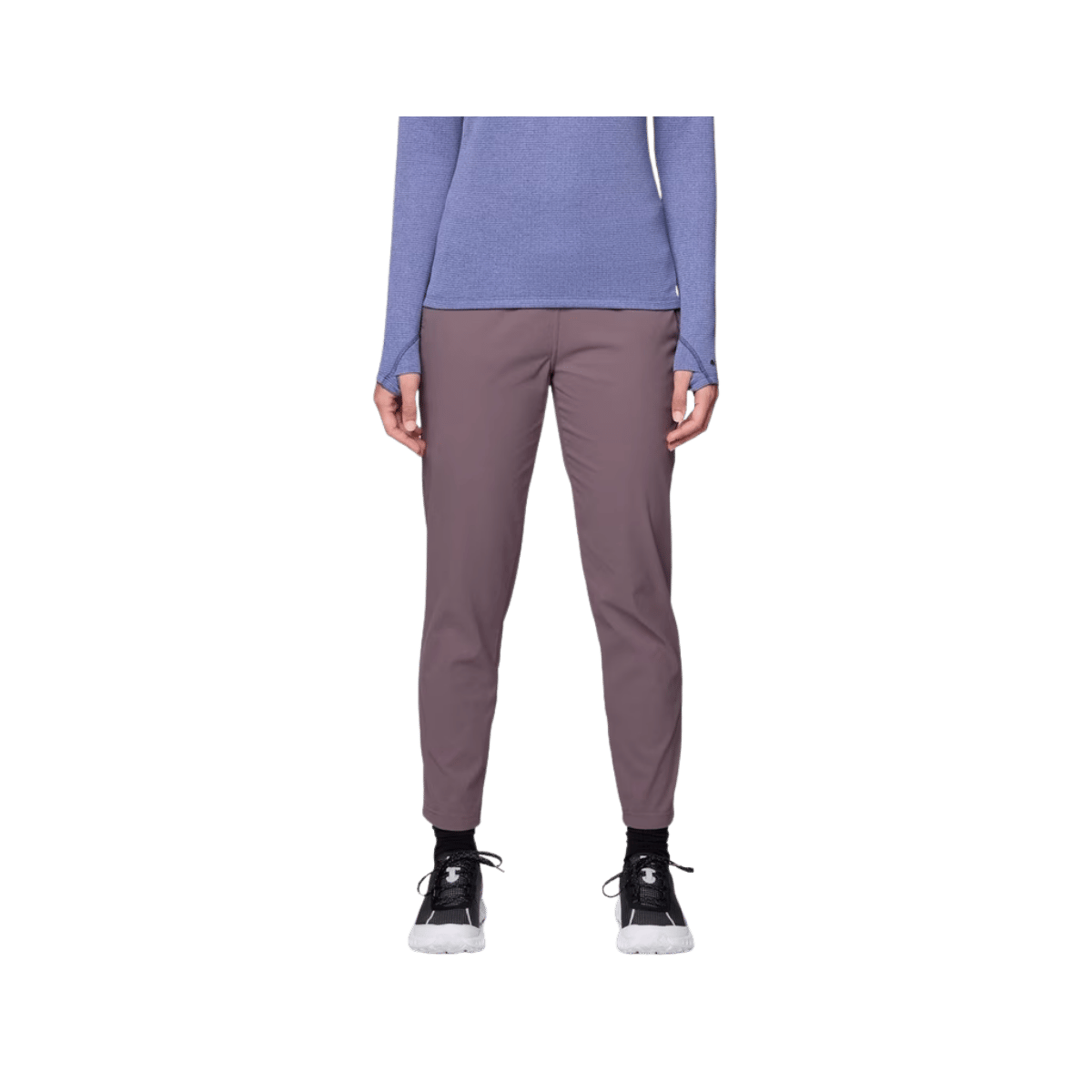 MOUNTAIN HARDWEAR WOMEN'S DYNAMA ANKLE PANT - PURPLE SAGE, FRONT ANGLE, SM-R, MD-R, LG-R