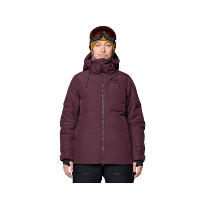 MOUNTAIN HARDWEAR WOMEN'S POWDER MAVEN DOWN JACKET - BLACKBERRY, FRONT ANGLE, SM, MD, LG, XL