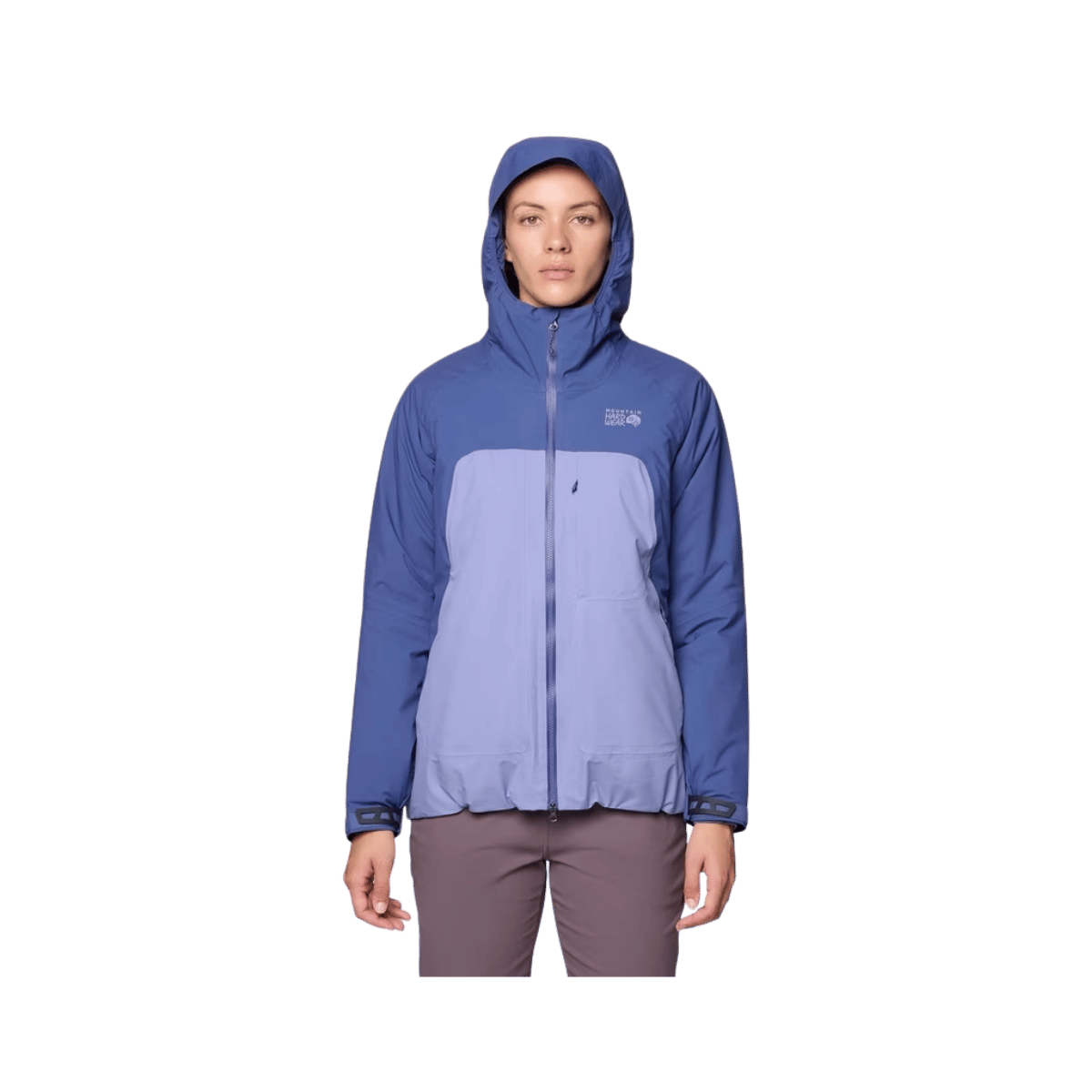 MOUNTAIN HARDWEAR WOMEN'S STRETCH OZONIC INSULATED JACKET- AVID/LAPIS DUSK, FRONT ANGLE, SM, MD, LG, XL