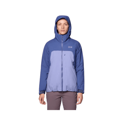 MOUNTAIN HARDWEAR WOMEN'S STRETCH OZONIC INSULATED JACKET- AVID/LAPIS DUSK, FRONT ANGLE, SM, MD, LG, XL