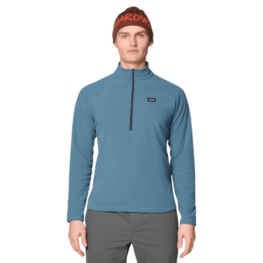 MOUNTAIN HARDWEAR MEN'S SUMMIT GRID HALFZIP HOODY - ADRIATIC BLUE - FRONT VIEW
