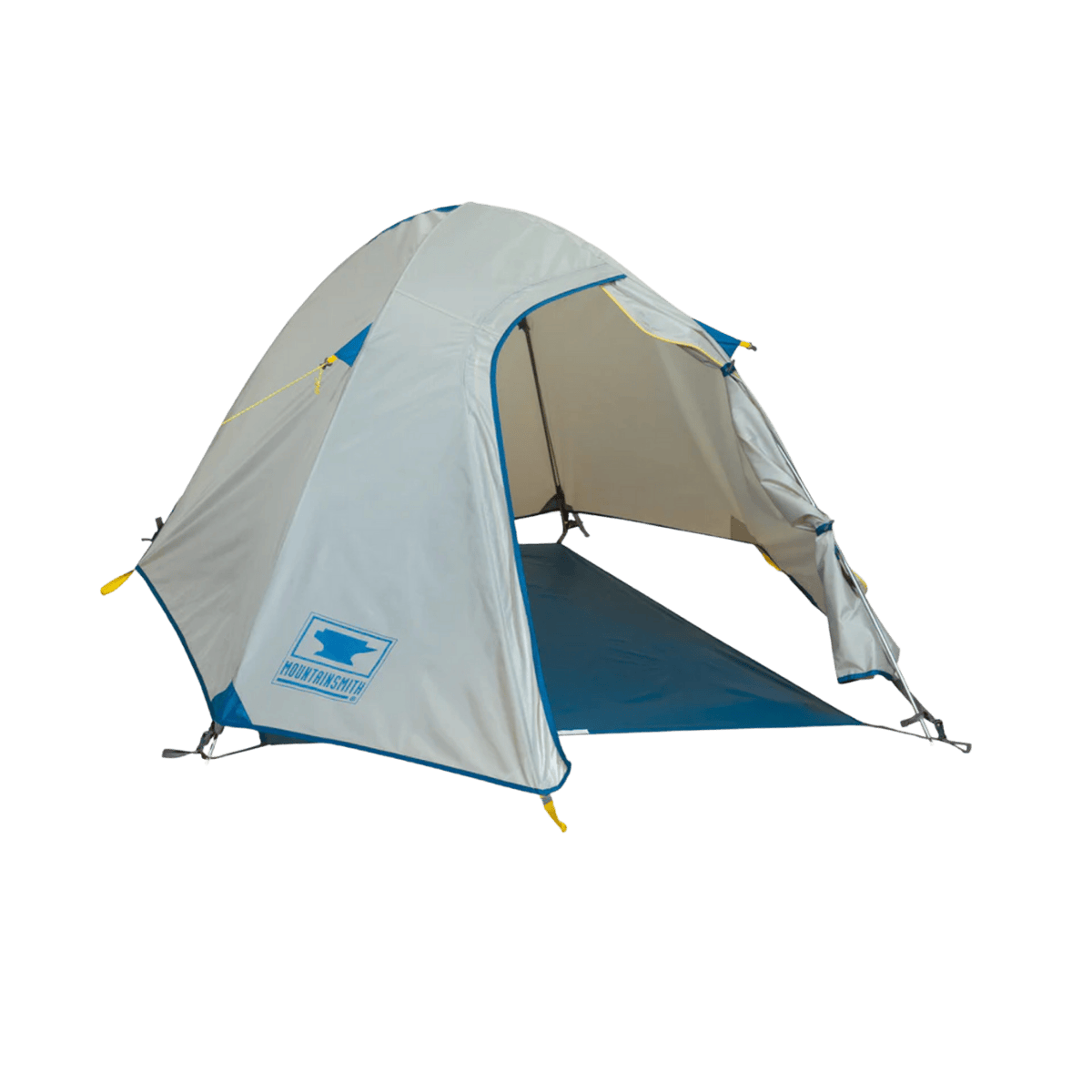 MOUNTAINSMITH BEAR CREEK 2 PERSON TENT - OLYMPIC BLUE - FRONT VIEW OPEN
