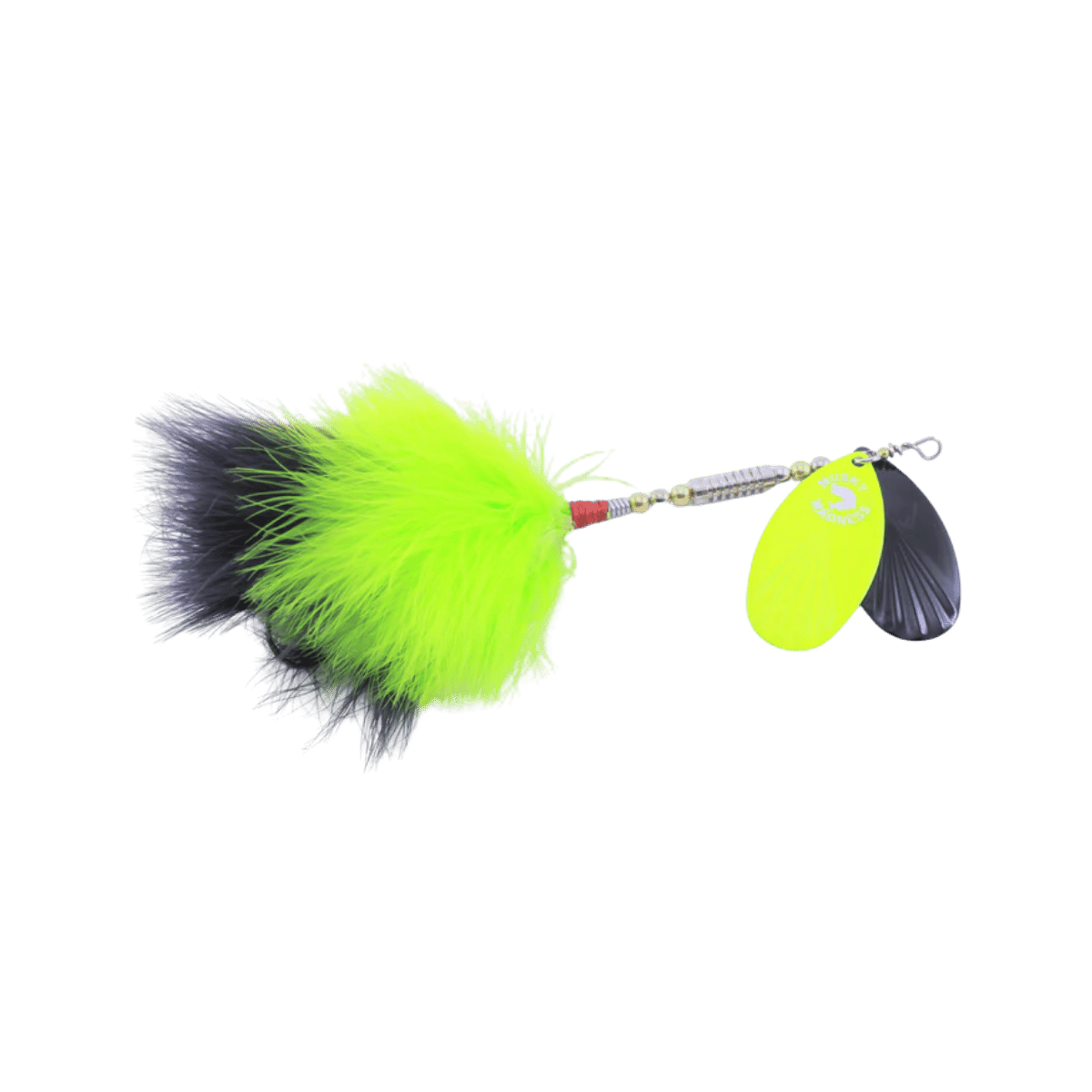 MUSKY MADNESS BAITS MARABOU TAIL MUSKY LURE CHARTREUSE BLACK