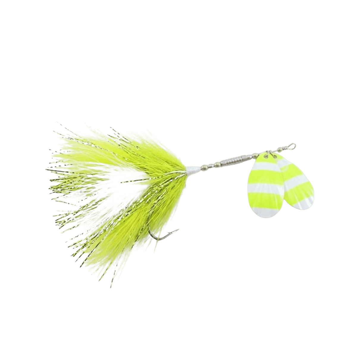 MUSKY MADNESS BAITS MARABOU TAIL MUSKY LURE CHARTREUSE WHITE