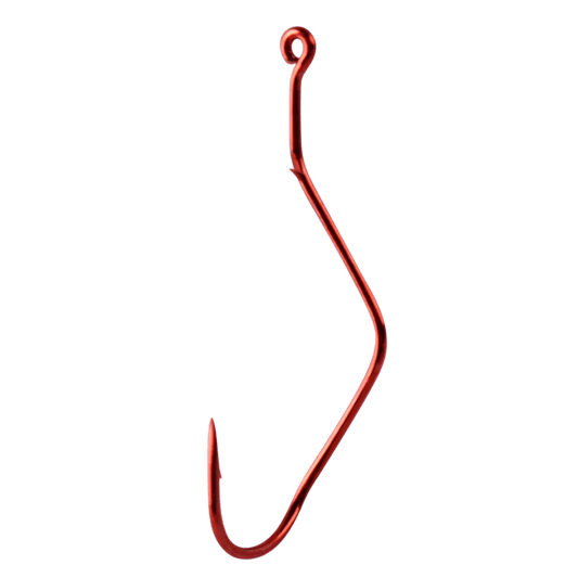 MUSTAD SLOW DEATH ABERDEEN HOOK #2 BENT SHANK - RED